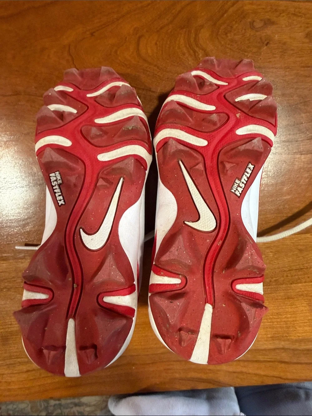 Nike Kids White and Red Athletic Cleats